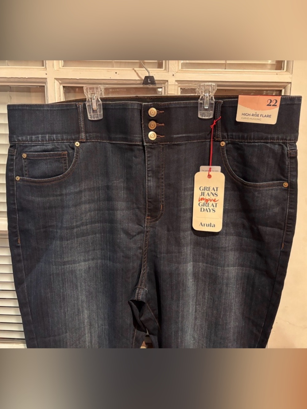 Arula Dark Blue High-Rise Flare Jeans - Picture 4 of 7
